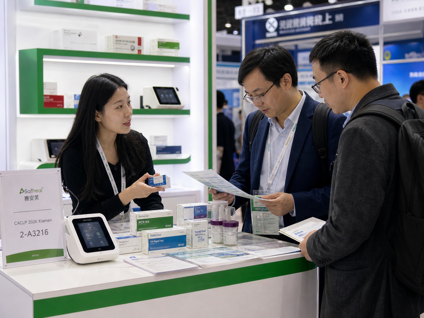 Safheal 团队在 CACLP 2026 展台进行产品介绍与客户交流